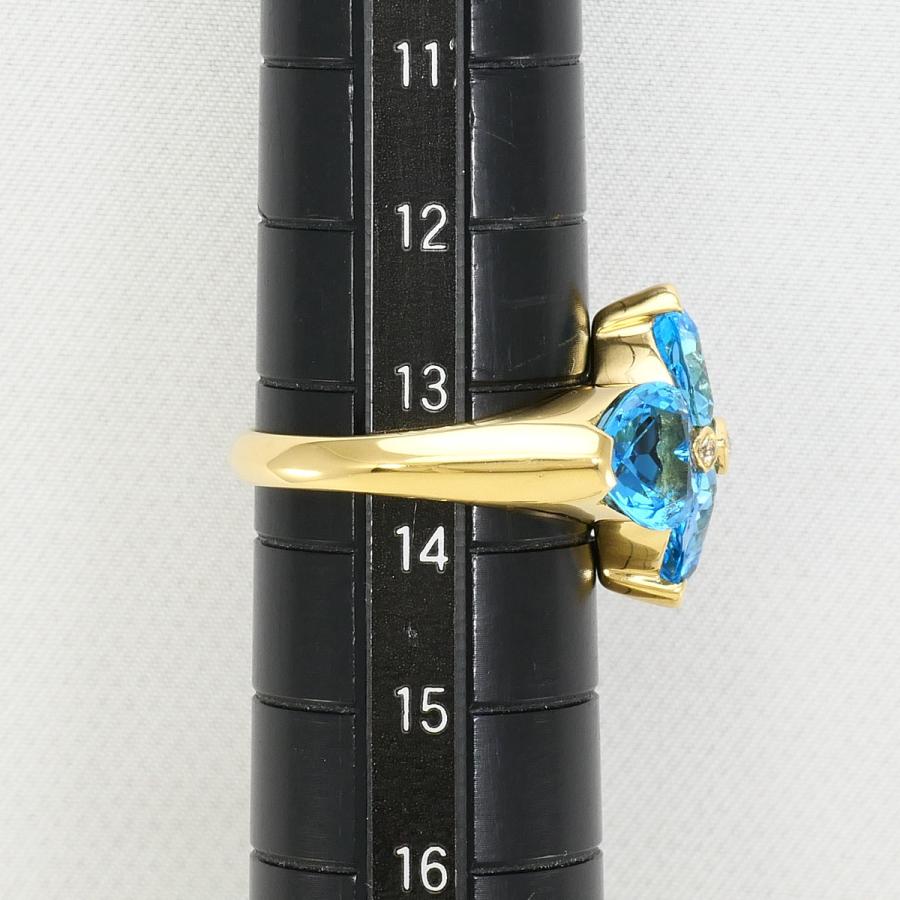 リング・指輪 K18YG 13.5号 ブルートパーズ 5.72ct ダイヤ 0.05ct 