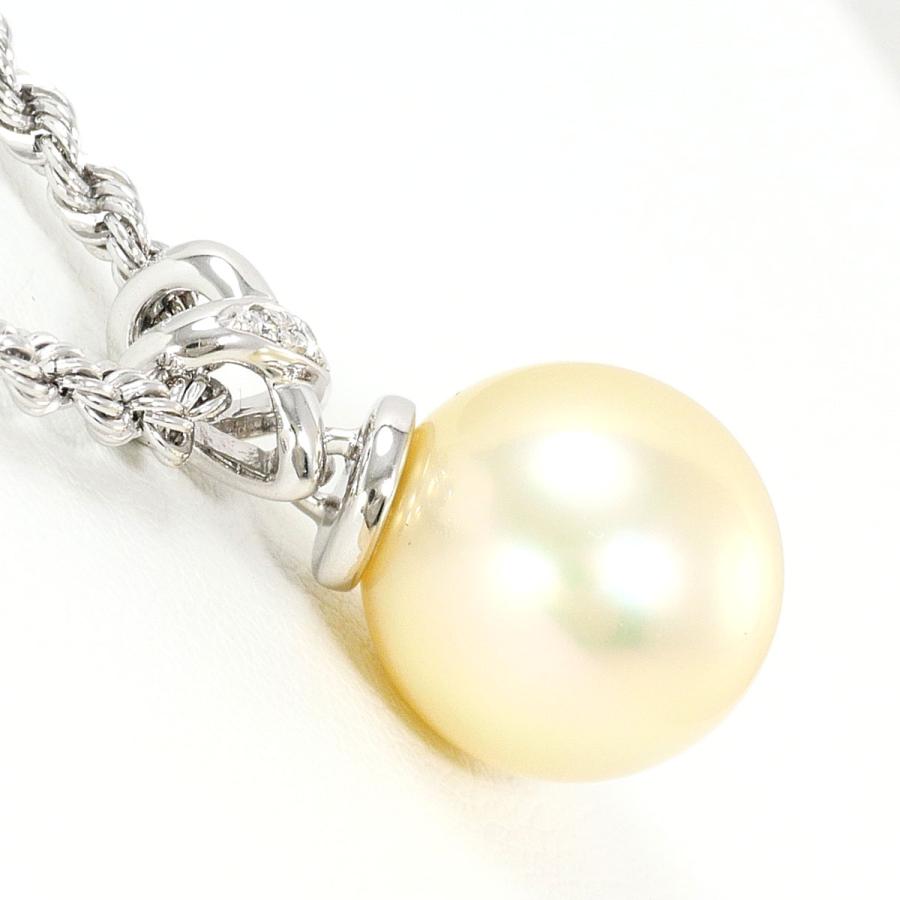 ネックレス K18WG 南洋真珠 ダイヤ 0.02ct カード鑑別書 総重量約6.7g 約61cm_1