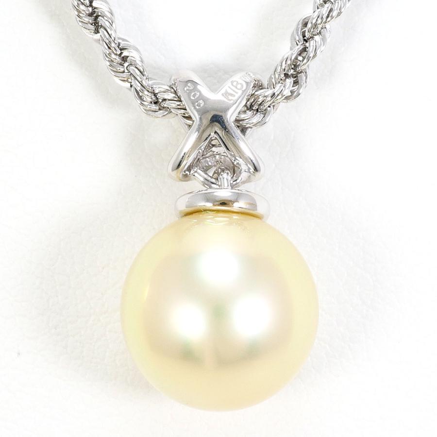 ネックレス K18WG 南洋真珠 ダイヤ 0.02ct カード鑑別書 総重量約6.7g 約61cm_2