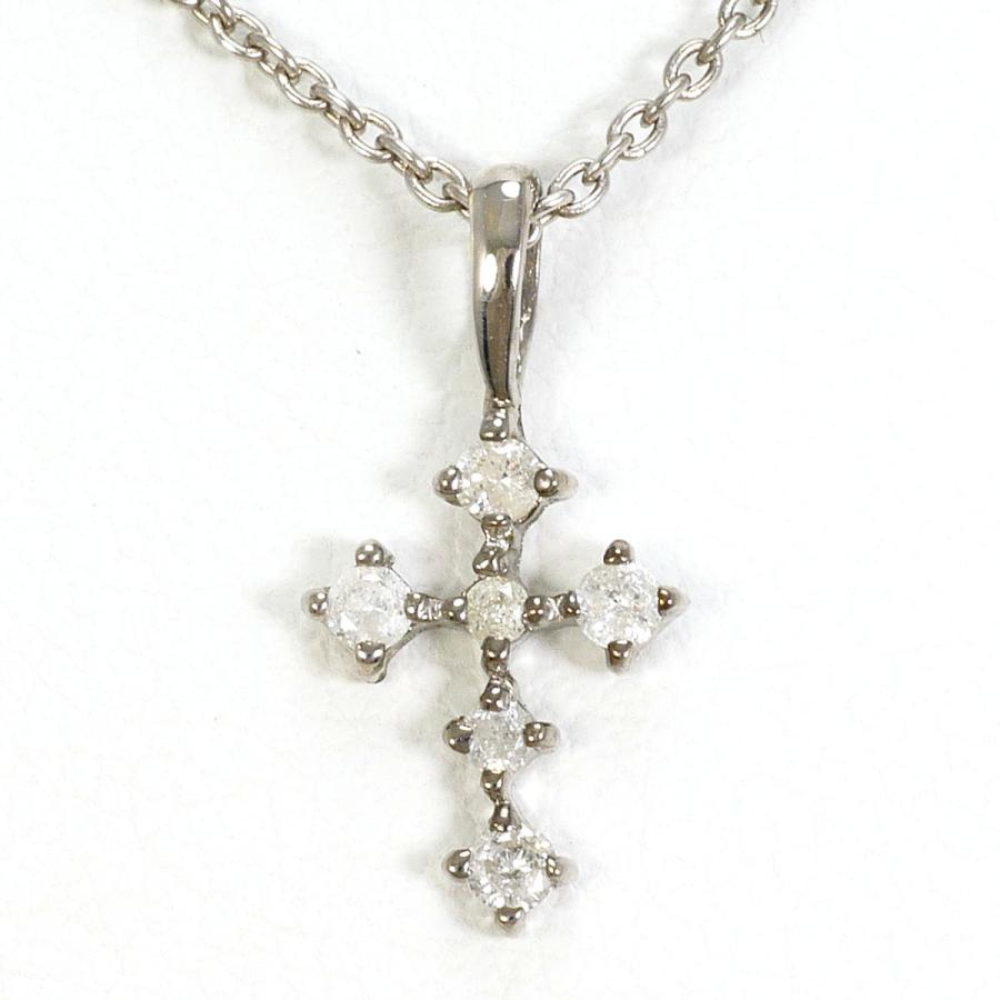 ネックレス K10WG ダイヤ 0.1ct 総重量約1.7g 約44cm : ワンダー 