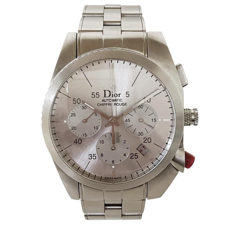 Dior シルバー クロノグラフ 時計 クリスチャンディオール Christian Dior シフルルージュクロノグラフ