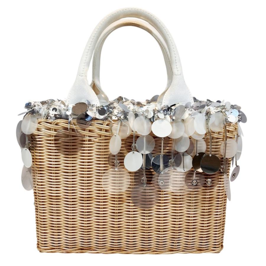 PRADA（プラダ） ウィッカー カゴバッグ ハンドバッグ ラタン?コットン 