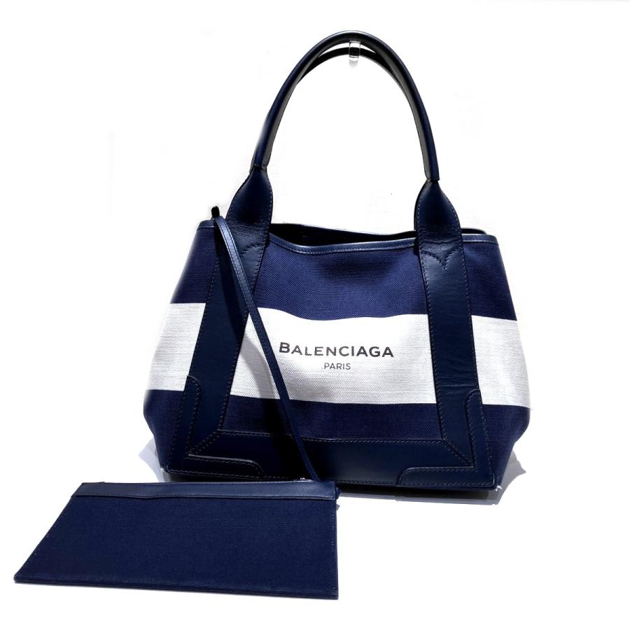 BALENCIAGA（バレンシアガ） ネイビーカバスS ハンドバッグ キャンバス