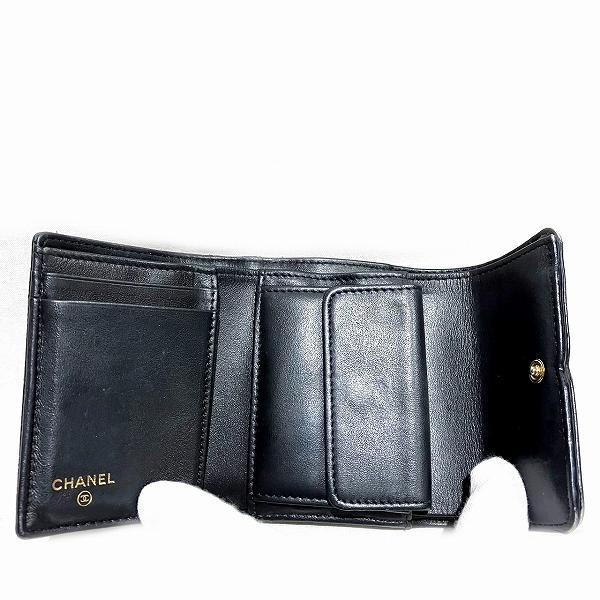 CHANEL CCフィリグリー キャビアスキン三つ折り財布 美品 シャネル キャビアスキン CCフィリグリー コンパクト 財布 ブルー