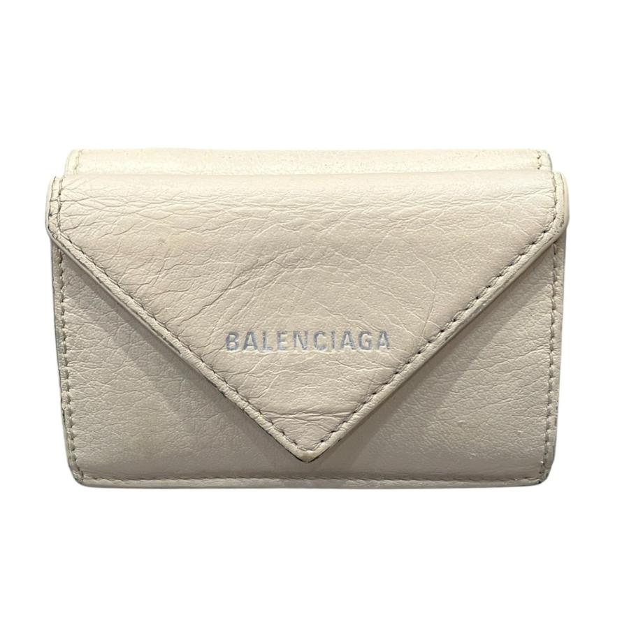 美品 バレンシアガ ペーパーコンパクトウォレット 三つ折り 財布 レディース BALENCIAGA（バレンシアガ） ペーパーミニ コンパクトウォレット 三