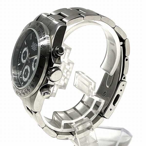 エルジン FK-1059N-SL クロノグラフ クォーツ 時計 腕時計 メンズ 中古｜wonderprice｜02