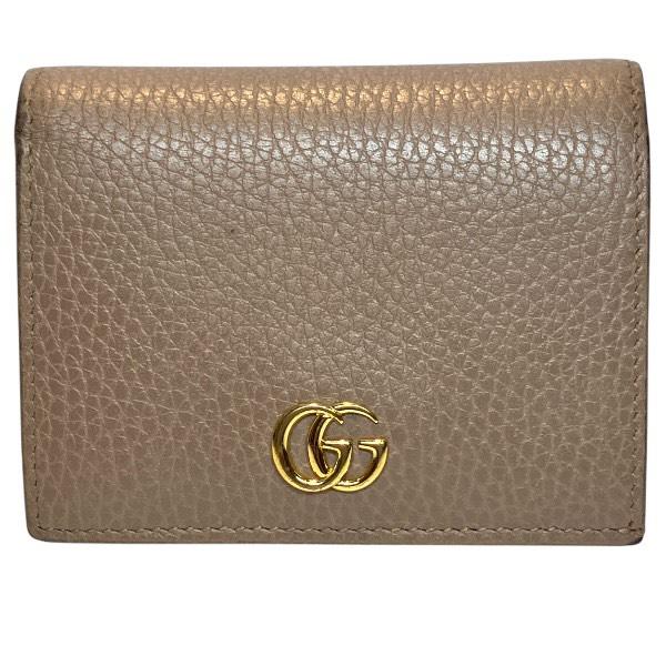 GUCCI（グッチ） GUCCI GGマーモント 456126 ベージュ レザー 2つ折り