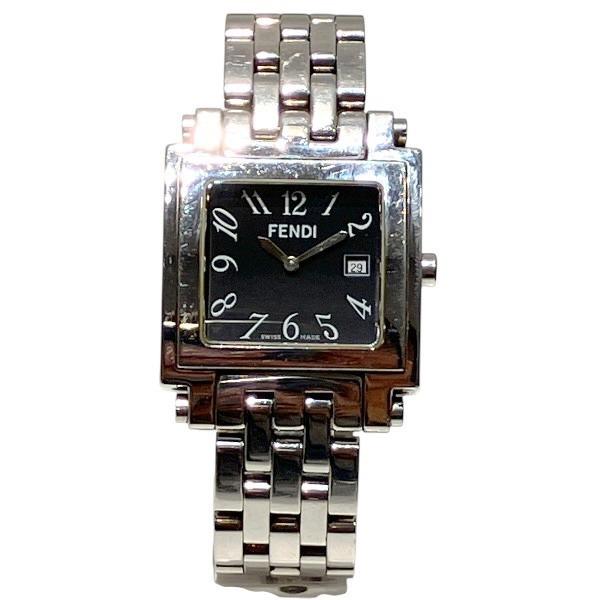 859 極美品 新品電池 FENDI 6000G スクエア 腕時計 ユニセックス FENDI（フェンディ） FENDI 6000G クォーツ ブラック文字盤 時計