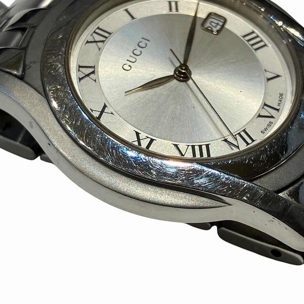稼働品 GUCCI グッチ 5500M 腕時計 デイト クオーツ メンズ GUCCI グッチ 5500M クォーツ シルバー文字盤 デイト 時計