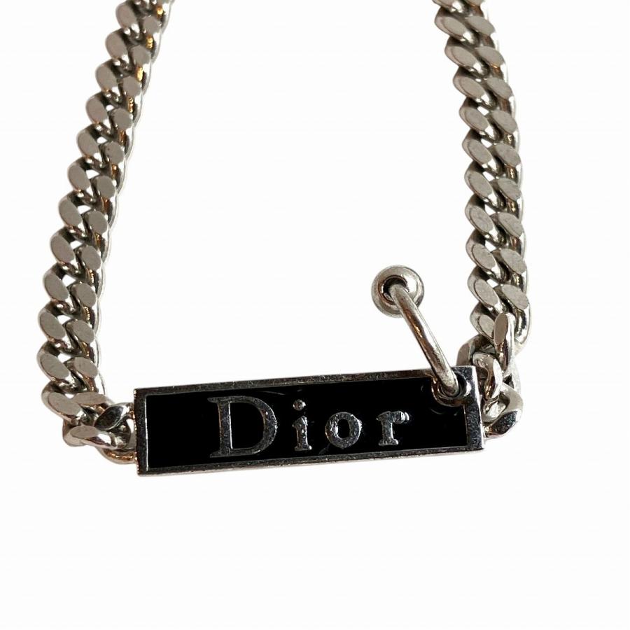 美品】クリスチャンディオール ブレスレット ロゴプレート シルバー 