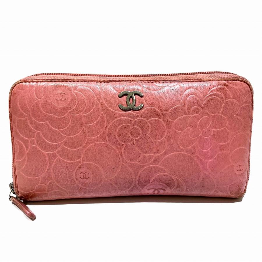 CHANEL（シャネル） 長財布 カメリア レザー レディース 中古 