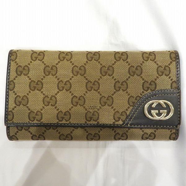 売り尽くしセール グッチ Gucci ダブルg Gg柄 ゴールド金具 長財布 3つ折り財布 レディース 中古 あすつく 爆熱 Www Skylanceronline Com