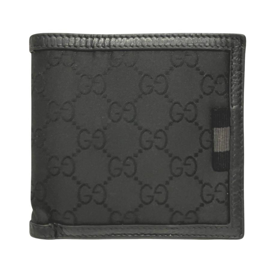 グッチ GUCCI ウェビング GGナイロン  150413 二つ折り財布 メンズ 送料無料 【中古】 GUCCI（グッチ） 二つ折り財布 ウェビング GGナイロン レザー ナイロン