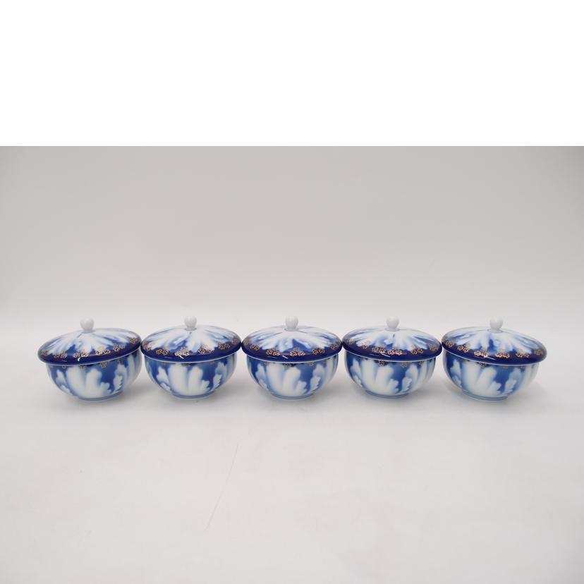 深川製磁 深川製磁/牡丹金ミル 蓋付き湯のみ揃 5客/SAランク/69【中古
