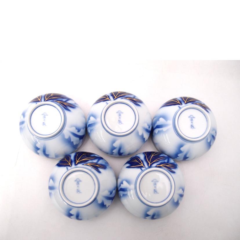 深川製磁 深川製磁/牡丹金ミル 蓋付き湯のみ揃 5客/SAランク/69【中古