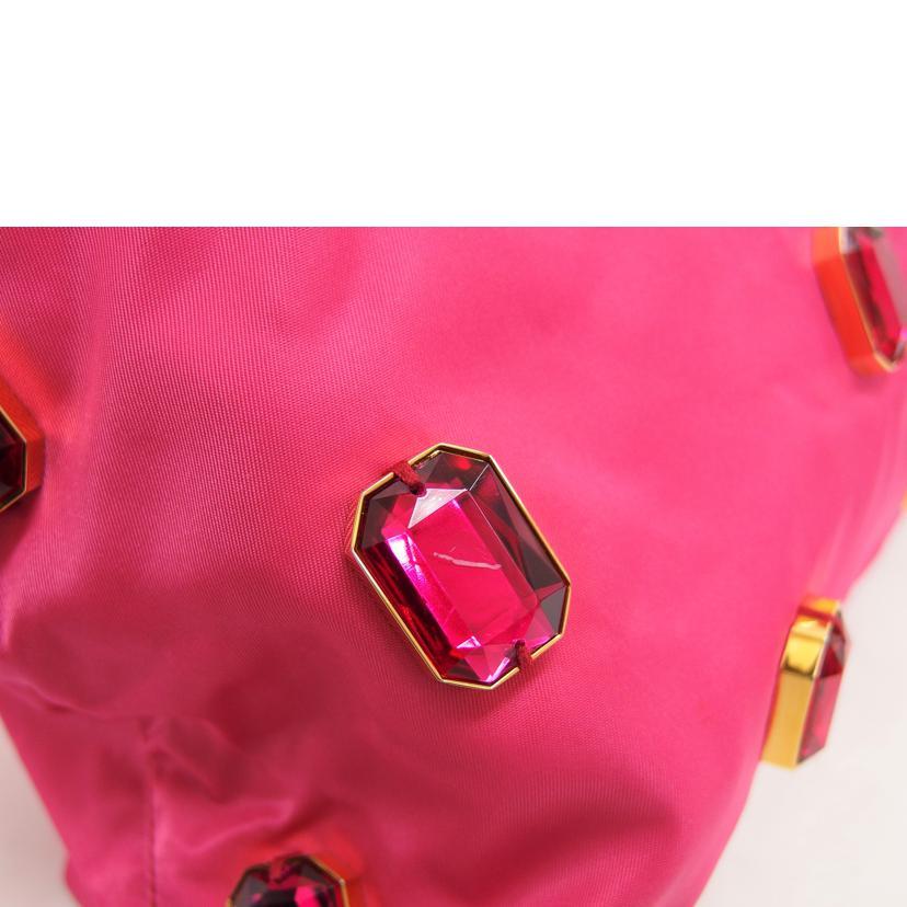 PRADA プラダ/ナイロンビジュートートバッグ／ピンク/BR4138/31