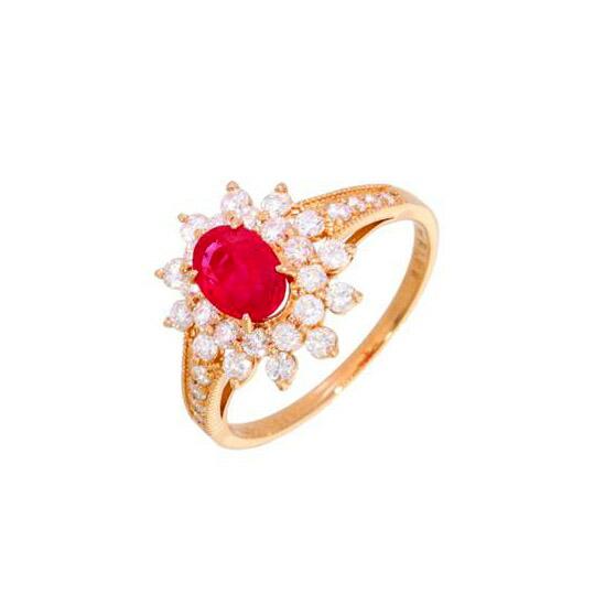 K18ルビーダイヤリング1.05/D1.08ct/#15/リング/Aランク/59【中古