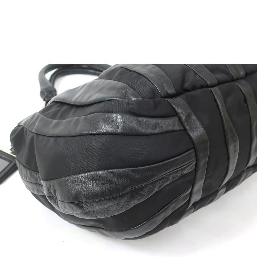 ■PRADA（プラダ）/良品 / ナイロン×レザー / ハンド /ブラック 黒 PRADA（プラダ） ハンドバッグ/ビジネスバッグ レザー A4対応 ブラック