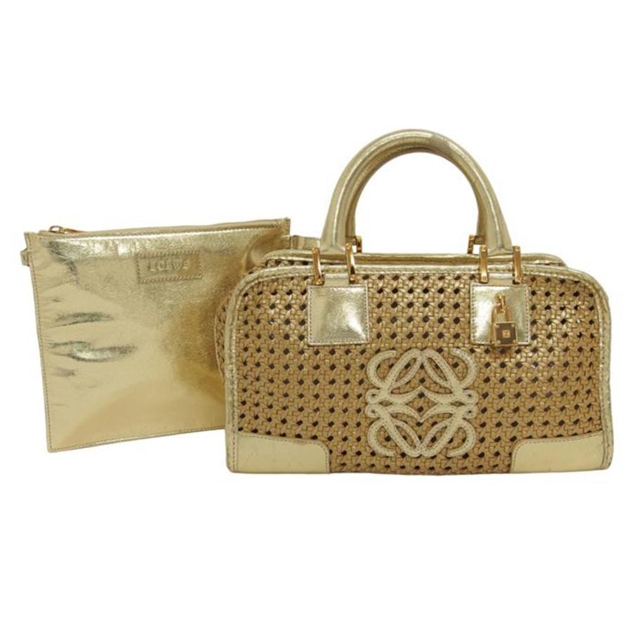 LOEWE アマソナ 28 ハンドバッグ Gold アナグラム LOEWE（ロエベ） アナグラム 編ミ込ミレザー/アマソナ28/ ハンドバッグ
