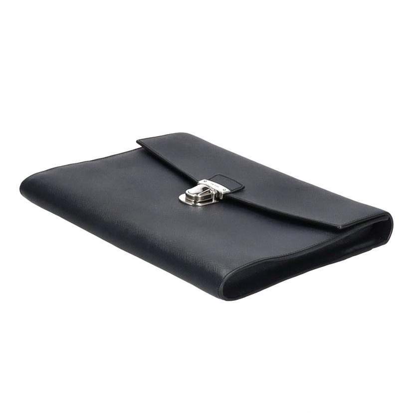 極美品 現行 PRADA セカンドバッグ サフィアーノ クロコ型押し ネイビー PRADA プラダ パッグ メンズ クラッチバッグ セカンドバッグ