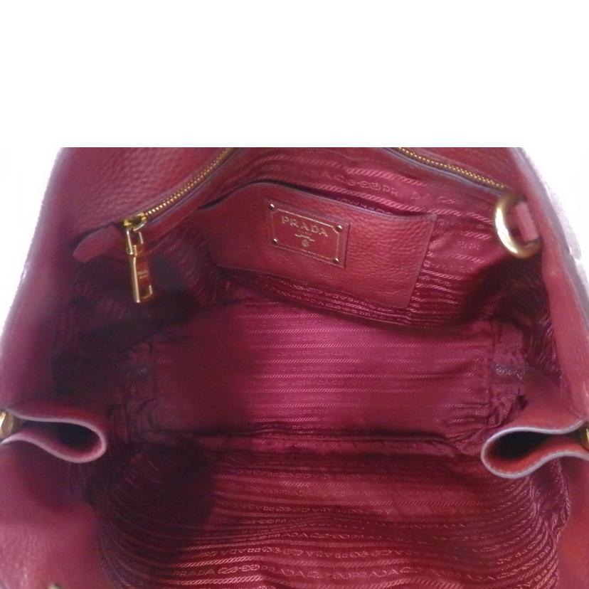 PRADA プラダ/メタルロゴレザー2wayトートバッグ/RUBINO/BN2522/102/B  