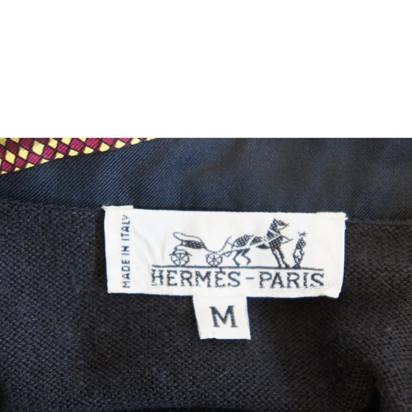 HERMES（エルメス） エルメス/シルクスカーフカシミヤニット切替シャツ 