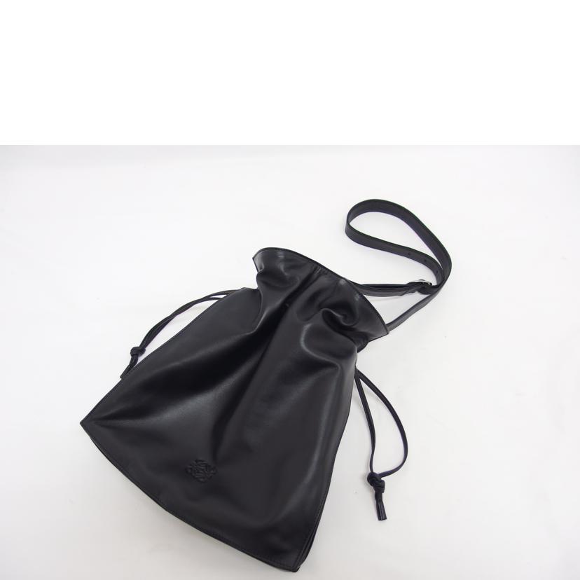 LOEWEロエベ/アナグラム/ナッパレザー巾着ショルダーバッグ/ブラック