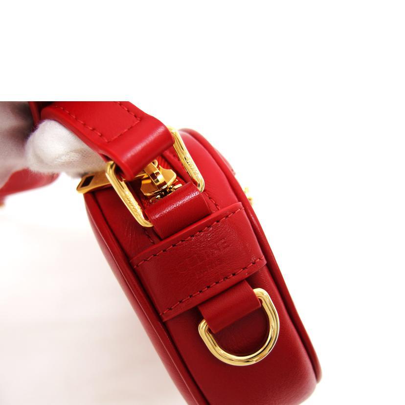 CELINE セリーヌ/Cチャーム スモールカメラバッグ/レッド/18836 /S・C******/ブランドバック/Aランク/84【中古】 CELINE セリーヌ キルティングレザー ショルダーバッグ 肩掛け