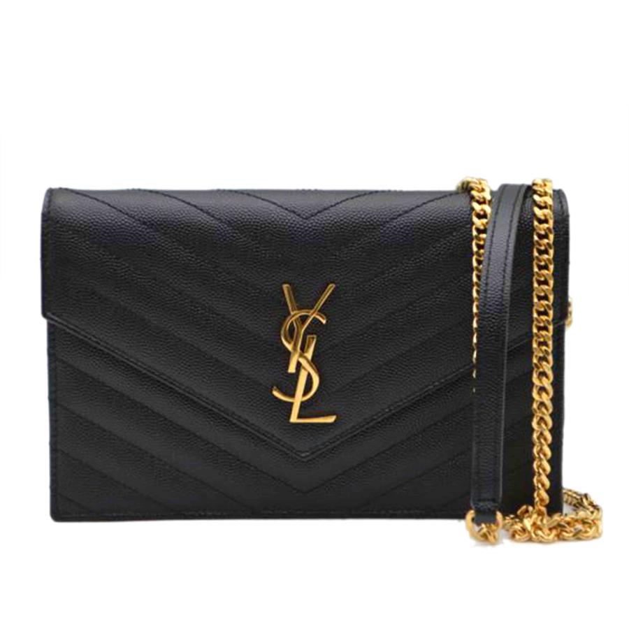 SAINT LAURENT サンローラン/モノグラムエンベロープチェーンレザーウォレット/ノワール/393953/121*/ブランドバック/SAランク/89【中古】 SAINT LAURENT サンローラン/モノグラムエンベロープチェーンレザー