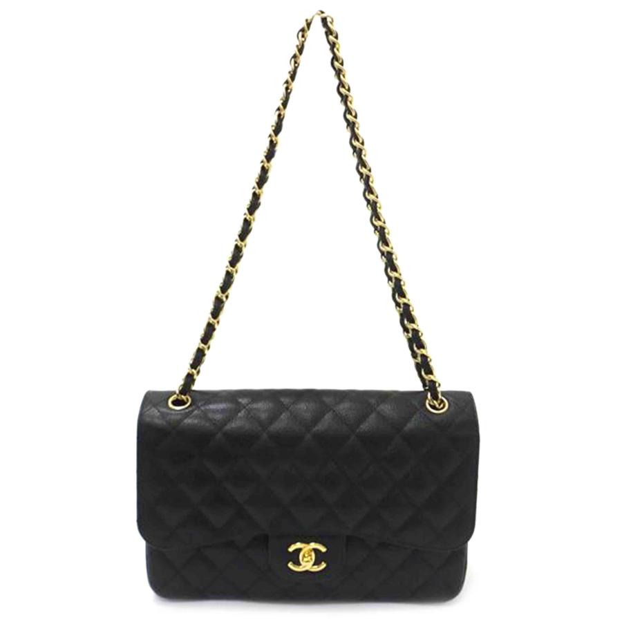 CHANEL シャネル/マトラッセWフラップ30キャビアスキンチェーンショルダー/GD/A58600/193*****/シャネル/Aランク/69【中古】 シャネル CHANEL マトラッセ30 A58600 ブラック シルバー金具 キャビア