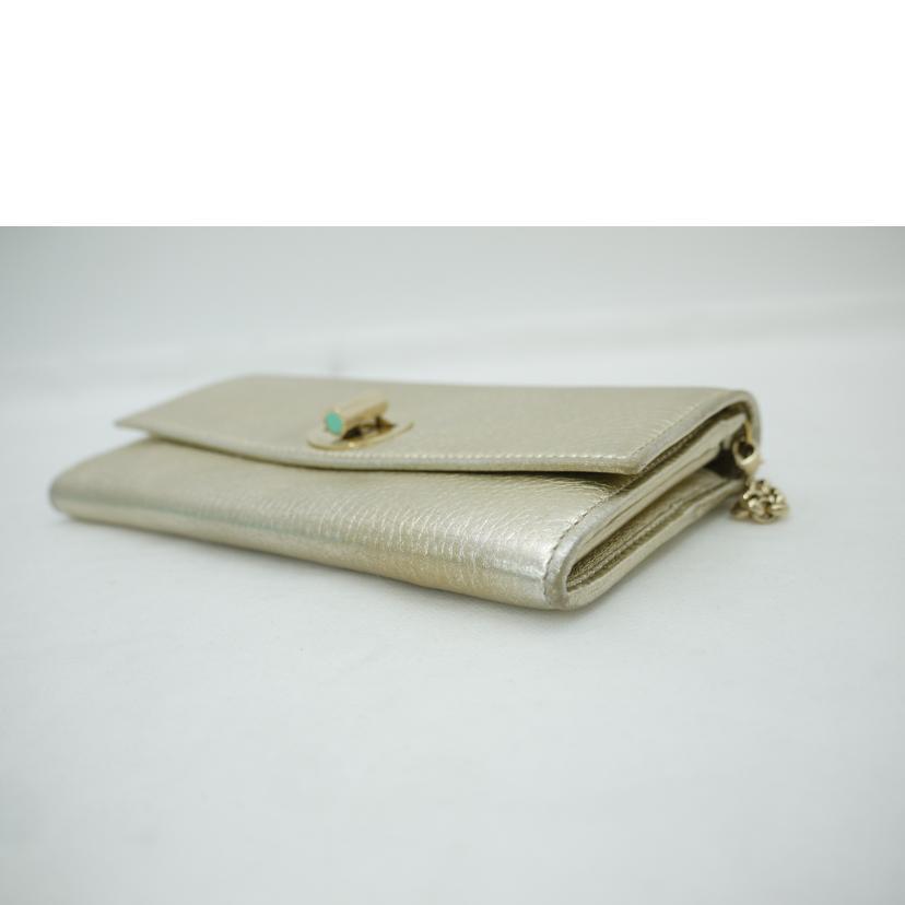 TIFFANY＆Co. ティファニー/二つ折り長財布/レザーチェーンウォレット/ゴールド/Aランク/69【中古】 TIFFANY&Co.（ティファニー） ティファニー/二つ折り長財布/レザー