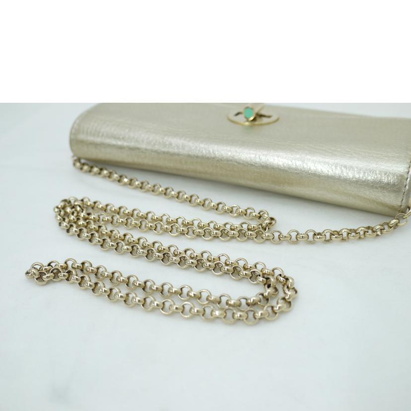 TIFFANY＆Co. ティファニー/二つ折り長財布/レザーチェーンウォレット/ゴールド/Aランク/69【中古】 TIFFANY&Co.（ティファニー） ティファニー/二つ折り長財布/レザー