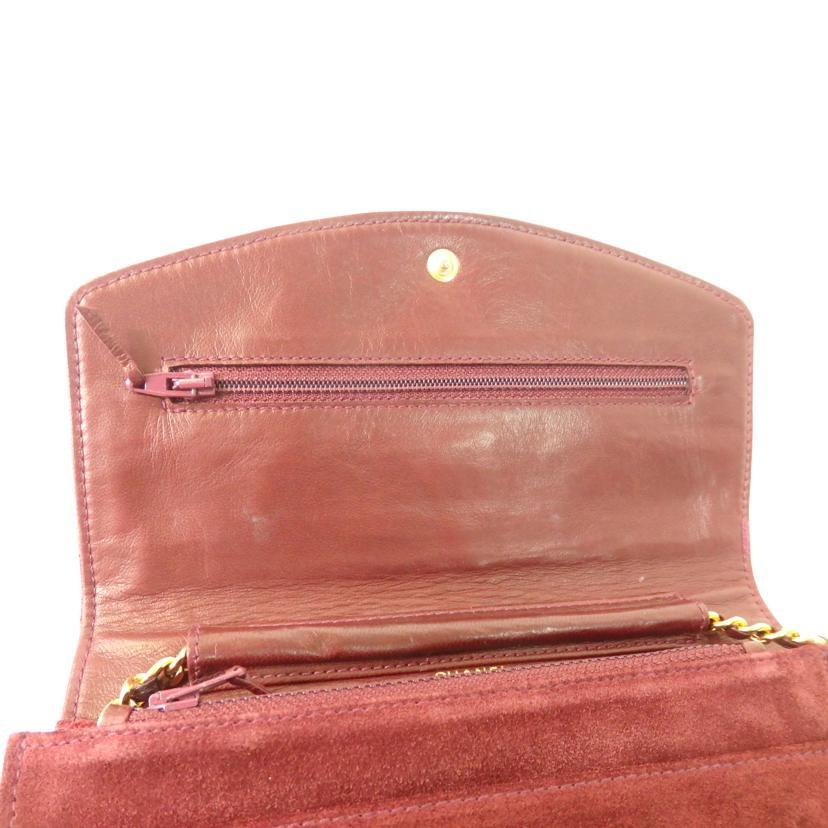 CHANEL シャネル/ココマークスミニチェーンウォレットショルダーバッグ/スウェード/赤系/A05281/370****/シャネル/Bランク/84【中古】 CHANEL（シャネル） シャネル/ココマークスミニチェーンウォレット