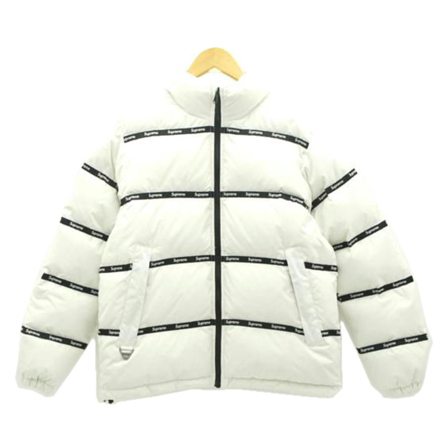 Supreme シュプリーム/logo tape Puffyジャケット/ホワイト×ブラック系
