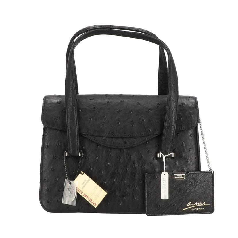 美品オーストリッチハンドバック オーストリッチハンドバッグ/ブラック/JRA155/SAランク/18【中古