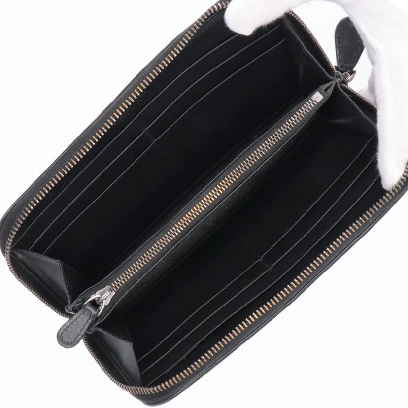 【美品】ボッテガヴェネタ イントレチャート　ラウンドファスナー レザー　ブラック BOTTEGA VENETA ボッテガヴェネタ/イントレチャートラウンドファスナー