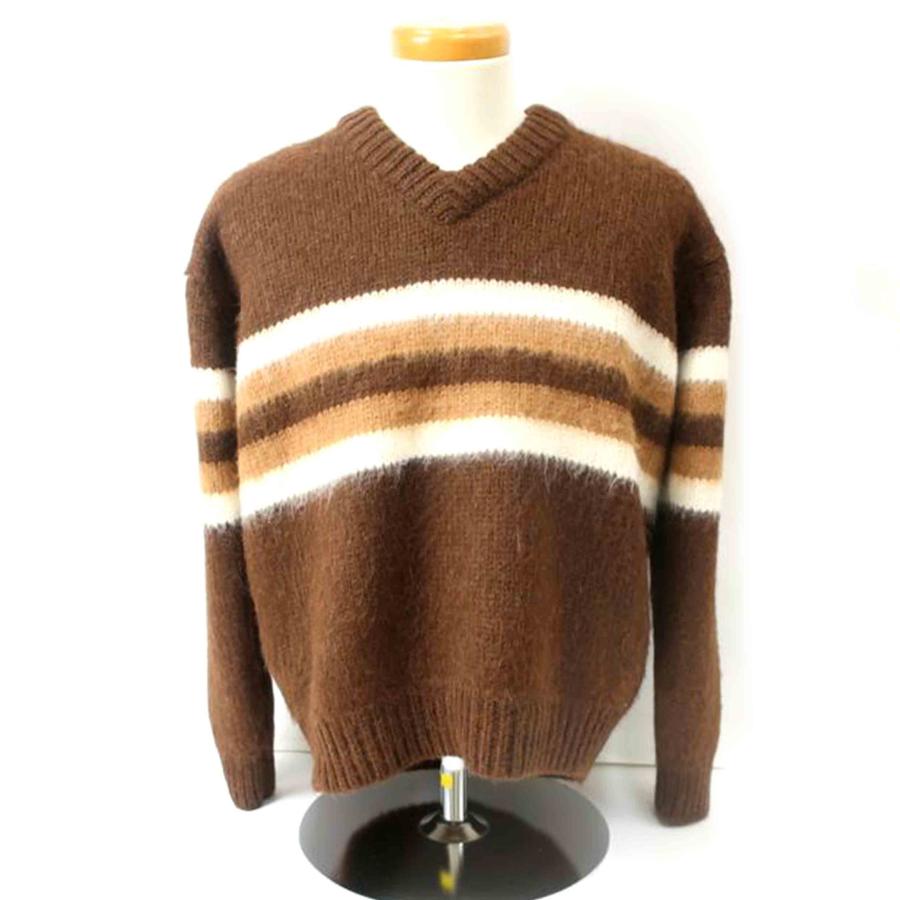 PRADAプラダ/アルパカニット浅Vネック/サイズ40約Lサイズ相当/ブラウン