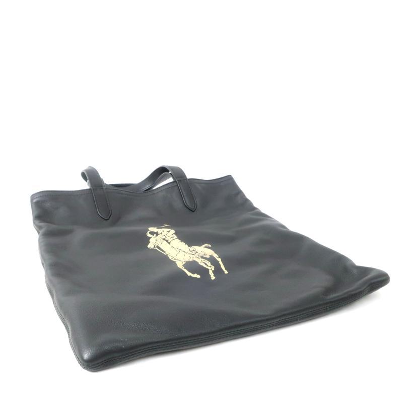 RALPH LAUREN ラルフローレン/ロゴレザートート ブラック ゴールド/AB