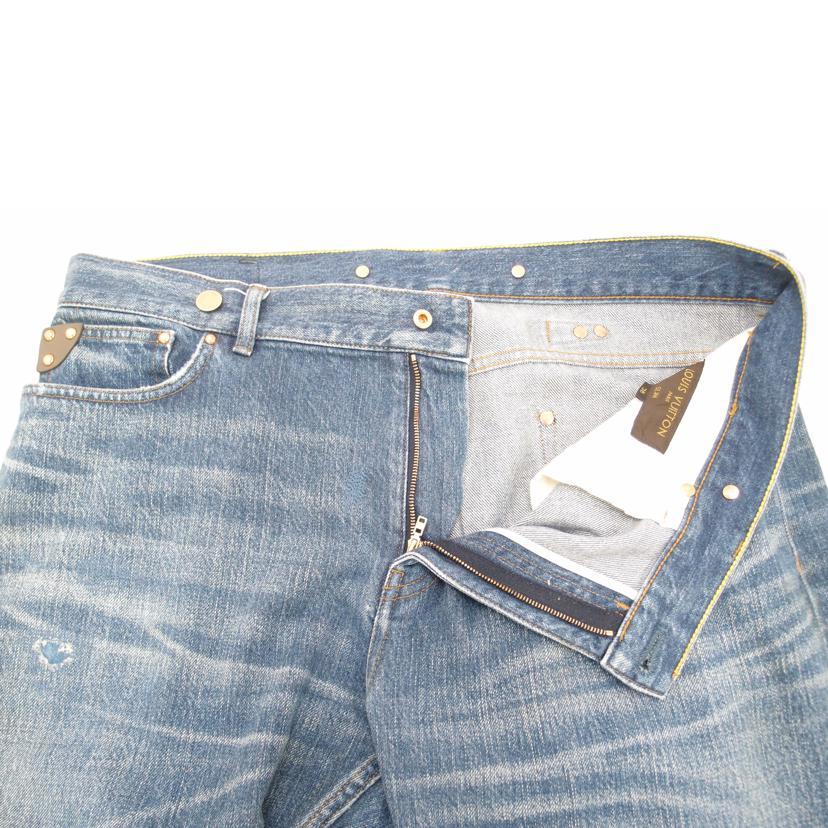 中古美品 ルイ・ヴィトンバックストラップレザーパッチダメージデニム LOUIS VUITTON ルイ・ヴィトン/バックストラップレザーパッチ