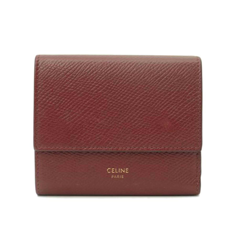 CELINE CELINE/スモールトリフォールド財布/ボルドー/Aランク/69【中古