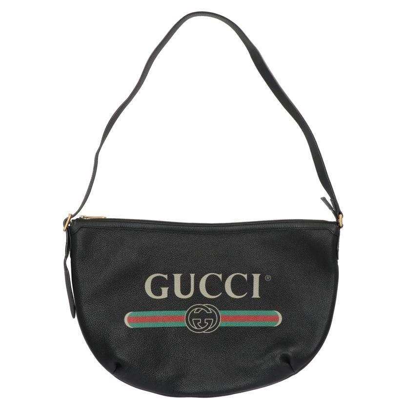 GUCCI グッチ/ハーフムーンロゴプリントホーボー/ブラック/523588/Aランク/75【中古】 GUCCI（グッチ） グッチ/ハーフムーンロゴプリントホーボー/ブラック
