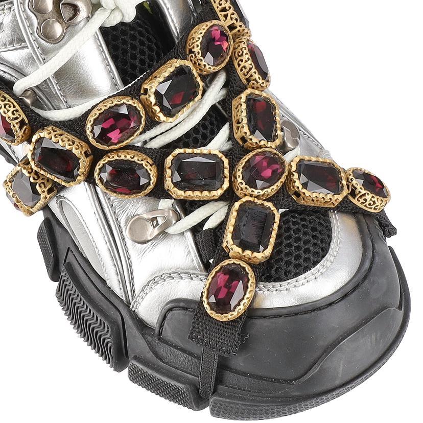 グッチ GUCCI フラッシュトレック スニーカー クリスタル ビジュー黒 厚底