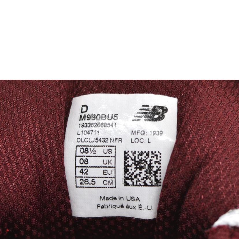 New Balance（ニューバランス） ニューバランス/990V5/バーガンディー