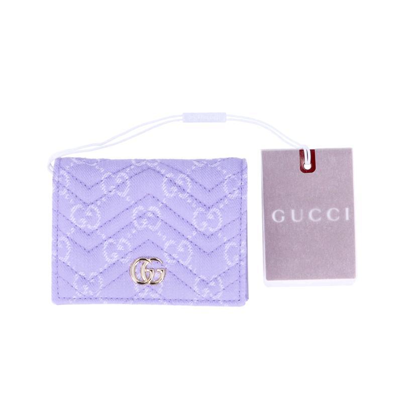 GUCCI グッチ/ダブルGスモールウォレット/ライラック＆ホワイトGGデニム/466492/525***/SAランク/78【中古】 GUCCI（グッチ） グッチ/ダブルGスモールウォレット/ライラック