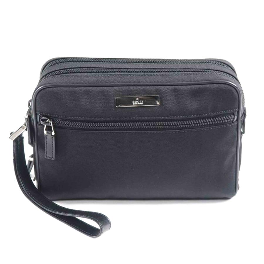 GUCCI グッチ/ナイロンクラッチバッグ/シルバー金具/黒/018 1607  