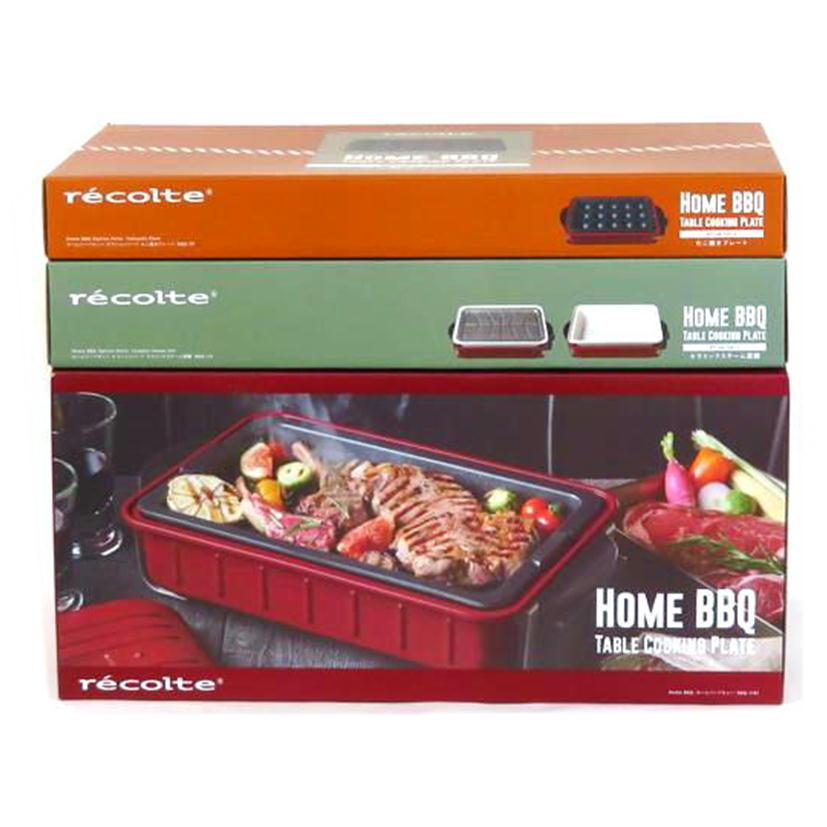 K2511-373 recolte  BBQ 3PLATES SET RBQ-1 レッド 未使用品 recolte（レコルト） ホームバーベキュー ホットプレート 卓上グリル