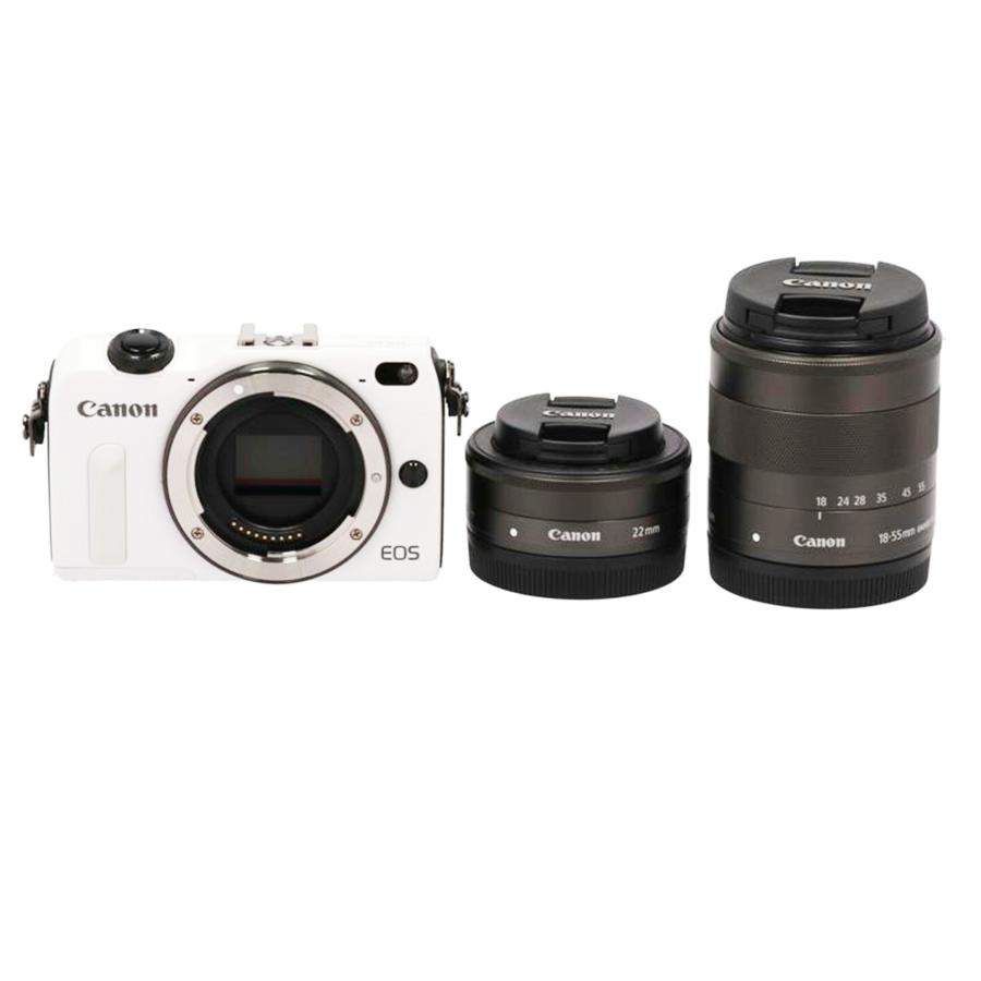 動品】Canon EOS M2 ミラーレス一眼 ダブルレンズキット ホワイト