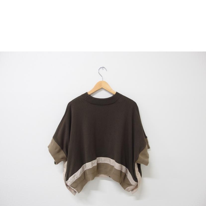 sacai（サカイ） サカイ/ナイロンツイルミックス 半袖ニット オリーブ