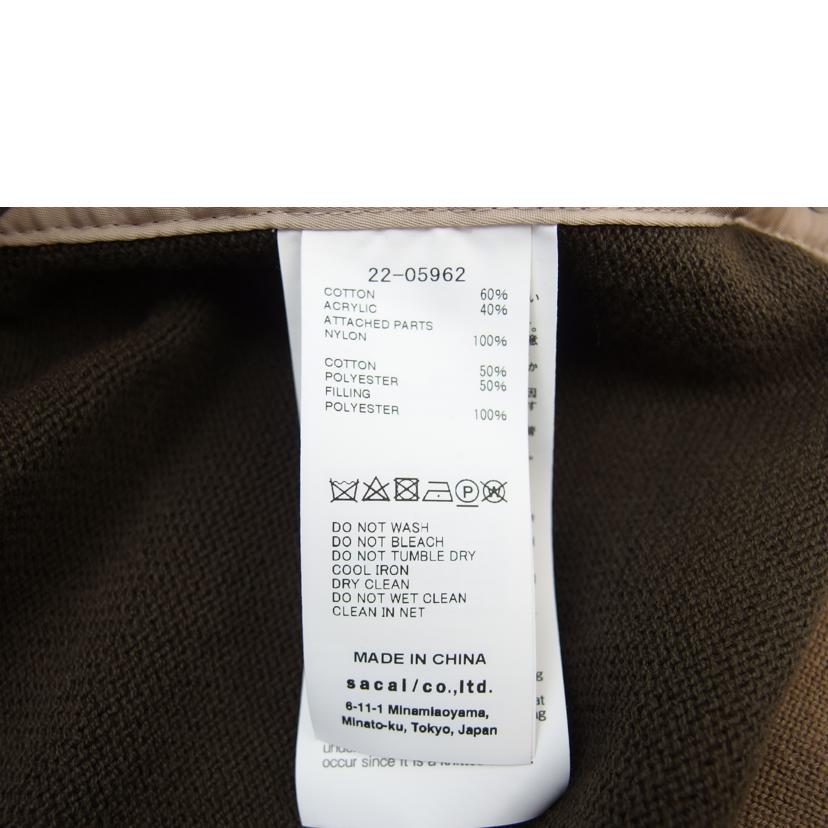 sacai（サカイ） サカイ/ナイロンツイルミックス 半袖ニット オリーブ