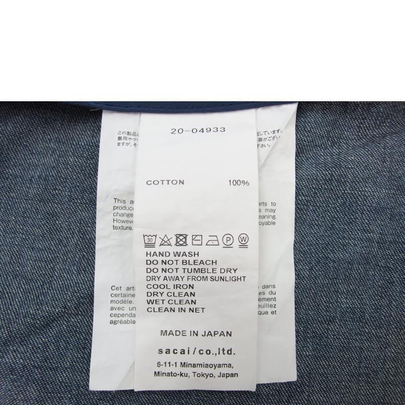 sacai サカイ/デニムドッキング ブラウス  ブルー ストライプ/20-04933-401/2/レディースインナー/Aランク/83【中古】 ブルー（ファッション） sacai サカイ/デニムドッキング ブラウス